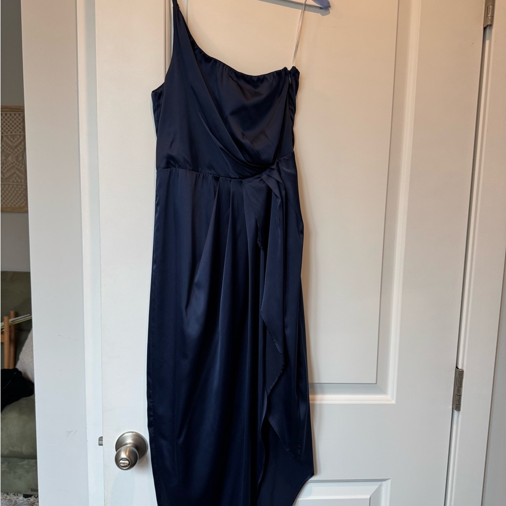 Lulu's Blue One-Shoulder High Low Cocktail Gown
